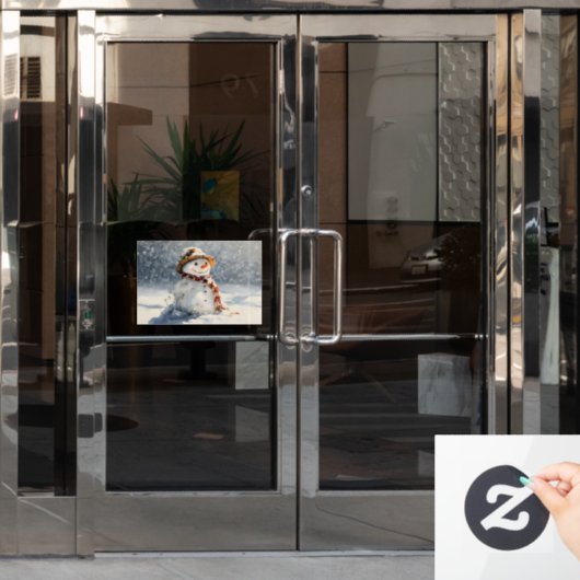 雪だるま ウィンドウサイン (オフィスドア)