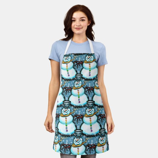 雪だるま エプロン (着用した状態)