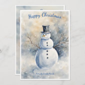 雪だるま：カスタマイズ可能なミニマルな冬のワンダーランド シーズンカード (正面/裏面)