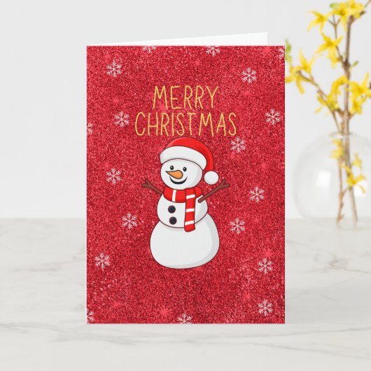 雪だるま カード (黄色い花)