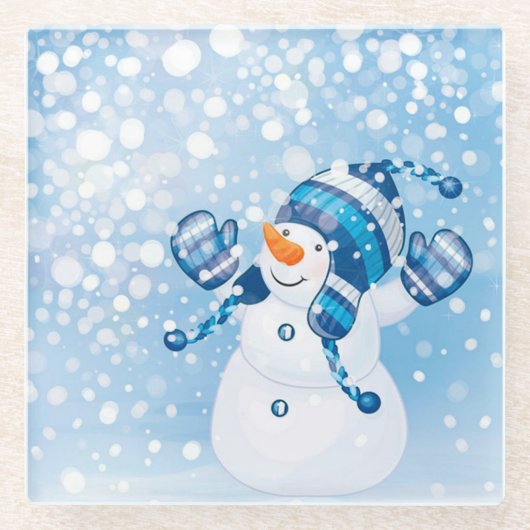 雪だるま ガラスコースター (正面)