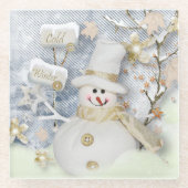 雪だるま ガラスコースター (正面)