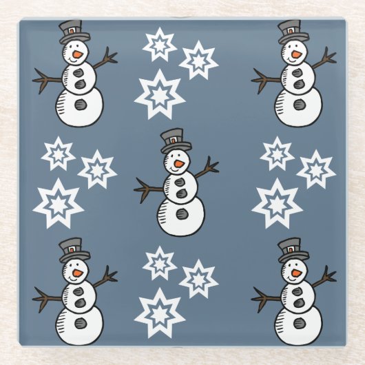 雪だるま ガラスコースター (正面)