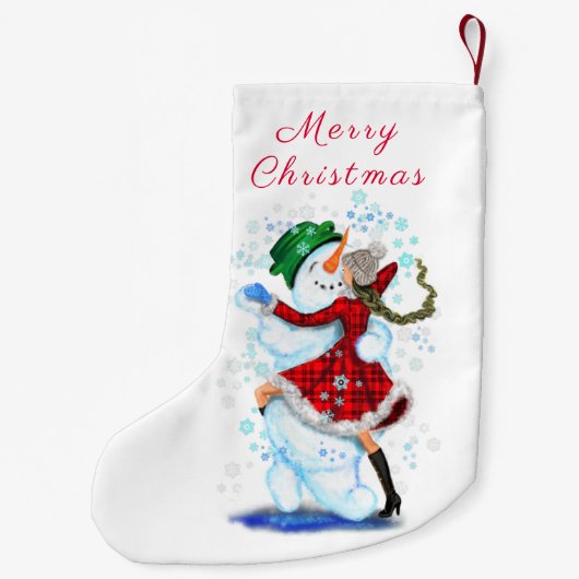 雪だるま&ガールダンサーおもしろいクリスマスストッキング スモールクリスマスストッキング (裏面)