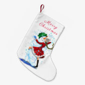 雪だるま&ガールダンサーおもしろいクリスマスストッキング スモールクリスマスストッキング (正面 (吊り時))