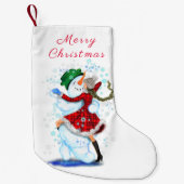 雪だるま&ガールダンサーおもしろいクリスマスストッキング スモールクリスマスストッキング (正面)