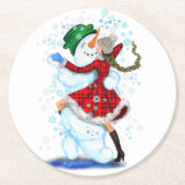 雪だるま&ガールダンサーズクリスマス紙コースター ラウンドペーパーコースター (正面)