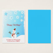 雪だるま – ギフトラベルカード (正面&裏面)