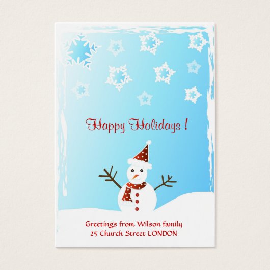 雪だるま – ギフトラベルカード (正面)