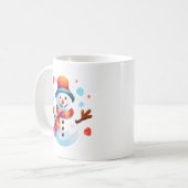 雪だるま – クリスマスの陽気な雪だるま コーヒーマグカップ (正面左)