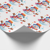 雪だるま – クリスマスの陽気な雪だるま ラッピングペーパー (角)