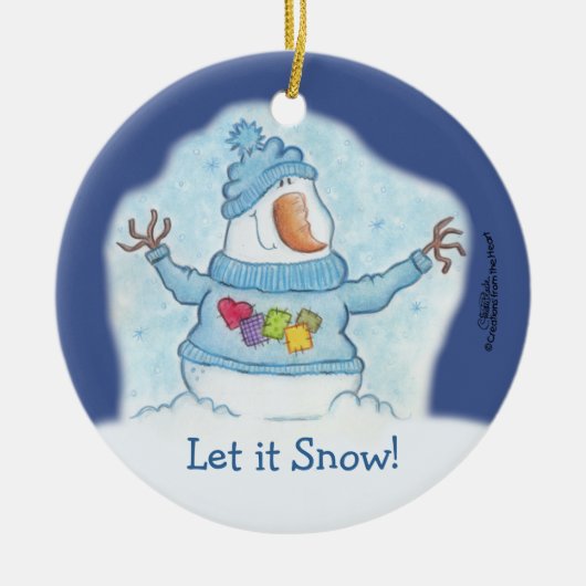 雪だるま・クリスマスは「雪」が近い セラミックオーナメント (正面)