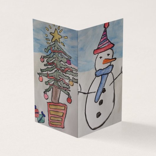 雪だるま&クリスマスツリークリスマスカード (外部)