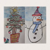雪だるま&クリスマスツリークリスマスカード (外部フラット)