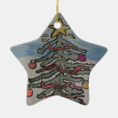 雪だるま&クリスマスツリーセラミックオーナメント セラミックオーナメント (正面)