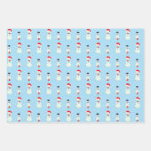 雪だるま、クリスマスツリー、鐘と雪 ラッピングペーパーシート (正面)