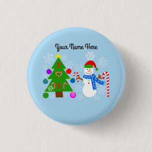 雪だるま&クリスマスツリー#2ボタン 缶バッジ