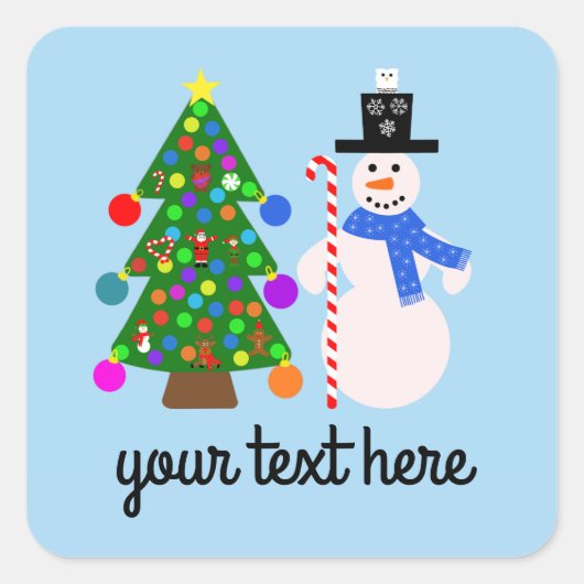 雪だるま&クリスマスツリー#3シール スクエアシール (正面)