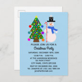 雪だるま＆クリスマスツリー #3 招待状ポストカード (正面/裏面)