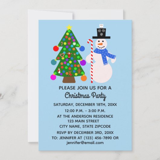 雪だるま&クリスマスツリー#3-2招待状カード セーブザデート (正面)