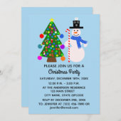 雪だるま&クリスマスツリー#3-2招待状カード セーブザデート (正面/裏面)