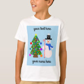 雪だるま&クリスマスツリー#3 Tシャツ (正面)