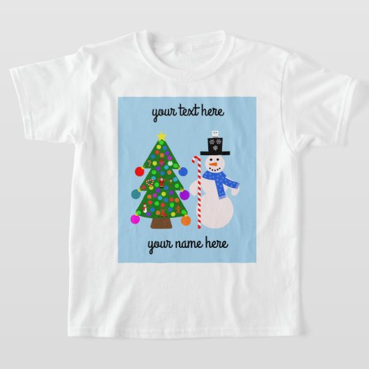 雪だるま&クリスマスツリー#3 Tシャツ (レイダウン)