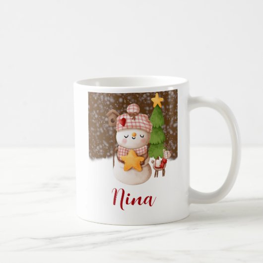 雪だるま、クリスマスパーソナライズされたコーヒーマグ コーヒーマグカップ (右)