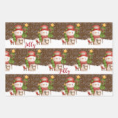 雪だるま、クリスマスパーソナライズされたラッピング紙Sh ラッピングペーパーシート (正面2)