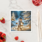 雪だるま（クリスマスライト） スタンダードカクテルナプキン (インサイチュ)