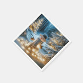 雪だるま（クリスマスライト） スタンダードカクテルナプキン (角)