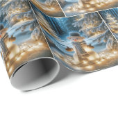 雪だるま（クリスマスライト） ラッピングペーパー (ロールコーナー)