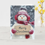 雪だるま（クリスマス気分の晴れやかなサイン） カード (黄色い花)