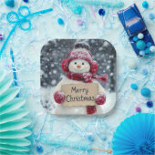 雪だるま（クリスマス気分の晴れやかなサイン） ペーパープレート (パーティー)