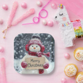 雪だるま（クリスマス気分の晴れやかなサイン） ペーパープレート (パーティー)