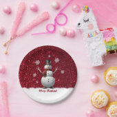 雪だるま – クリスマス ペーパープレート (パーティー)