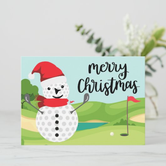 雪だるま・ゴルファーと一緒に楽しいクリスマスカード シーズンカード (スタンド正面)