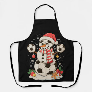 雪だるま サッカー クリスマス ホリデー 冬 クリスマス スポーツ エプロン