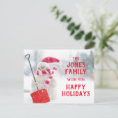 雪だるま（シャベル付） ポストカード (スタンド正面)