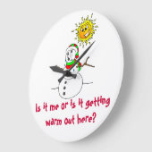 雪だるま・ジョークが暖かくなってきた ラージ壁時計 (傾斜)