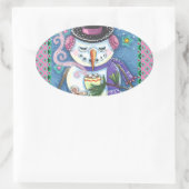 雪だるま、ジンジャーブレッドマン、ホットチョコレートのマグカップ 楕円形シール (バッグ)