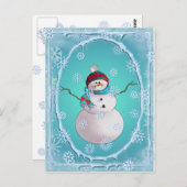 雪だるま、スカーフ&スノーハットbyシャロンシャープ ポストカード (正面/裏面)