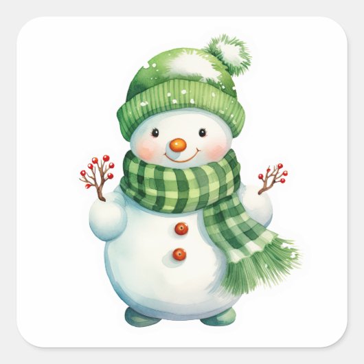 雪だるま スクエアシール (正面)