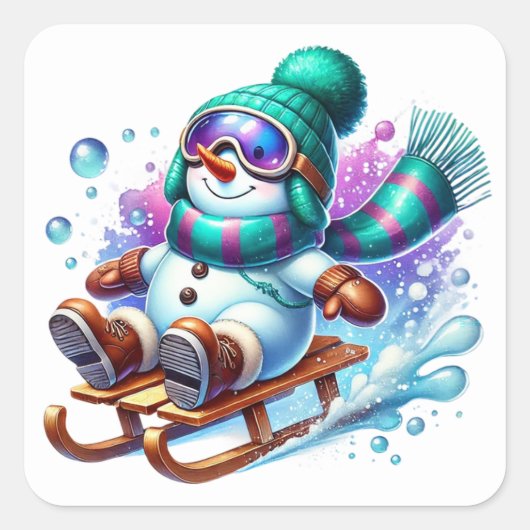 雪だるま スクエアシール (正面)