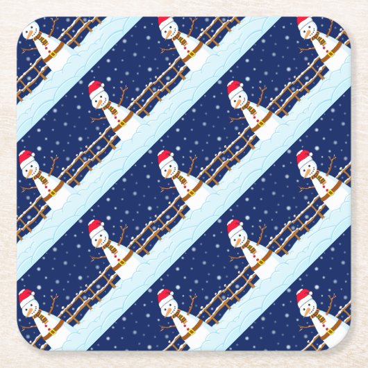 雪だるま スクエアペーパーコースター (正面)