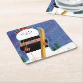 雪だるま スクエアペーパーコースター (アングル)