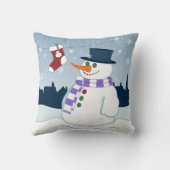 雪だるま&ストッキングクリスマスシーン クッション (裏面)