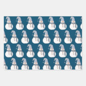 雪だるま、ストッキング、醜いセーターのクリスマス ラッピングペーパーシート (正面)