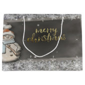 雪だるま、スノーフレークスホリデー ラージペーパーバッグ (正面)