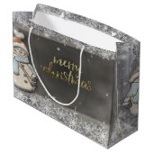 雪だるま、スノーフレークスホリデー ラージペーパーバッグ (裏面アングル)